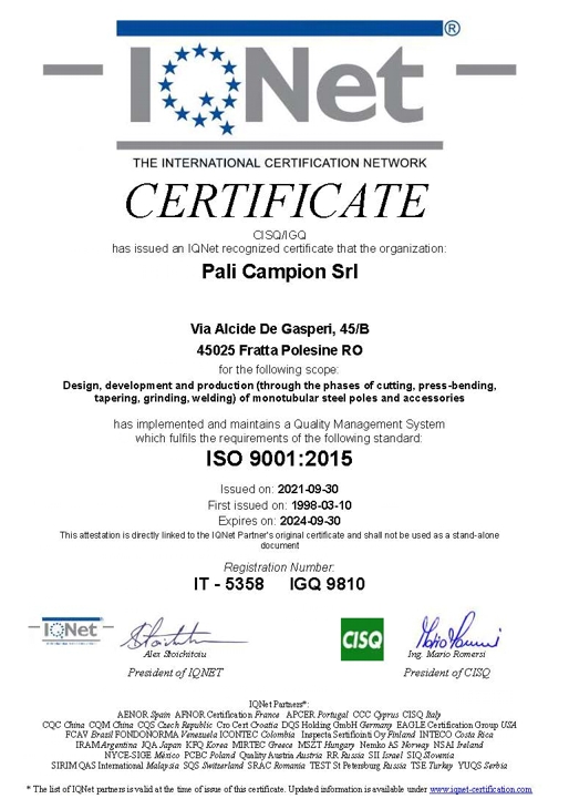 2021certificato_palicampion_ISO9001_IQNET